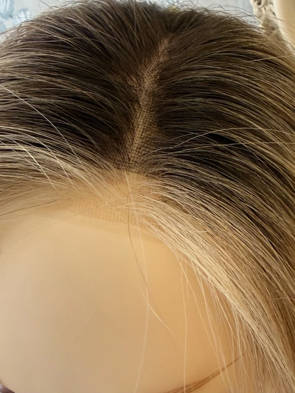 Human hair blonde wig, lace front handtied cap, ultra lightweight medical wig